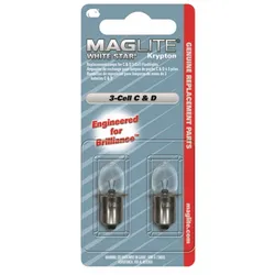 Maglite ersättningslampa - Glödlampa White Star Krypton 3-Cell C & D - 2 stk. Maglite ersättningslampa - Glödlampa White Star Krypton 3-Cell C & D - 2 stk.