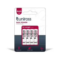 Uniross Max Power Alkaline AAA 1,5 V 4 st. Batteri Uniross Max Power Alkaline AAA 1,5 V 4 st. Batteri